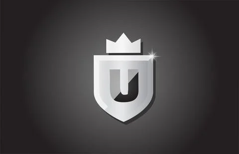 Creative shield U alphabet letter icon logo in grey color. Corporate business Stock Illustration