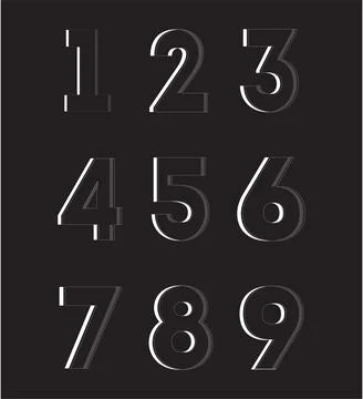 Creative shiny set of nine numbers from 1 to 9 on a coffee background Stock Illustration