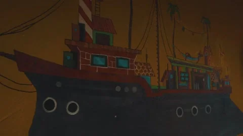Creative ship painting at the wall Stock-Footage 151048325