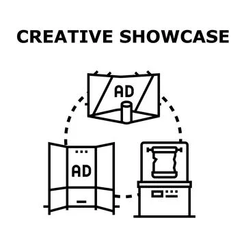 Creative showcase demonstrating advertising and presentation solutions Stock Illustration