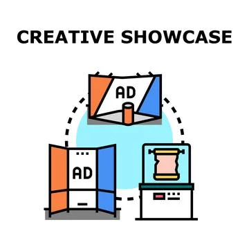 Creative showcase demonstrating advertising and presentation solutions Stock Illustration