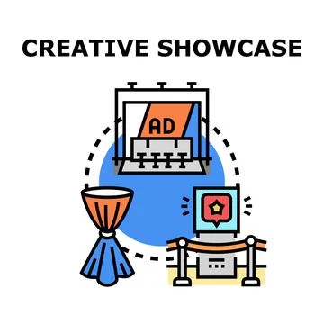Creative showcase vector concept presenting innovative ideas Illustrazione stock