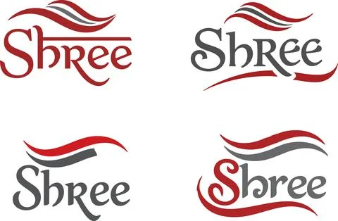Creative Shree Logo Designs with Red and Gray Wavy Accents Set Stock Illustration