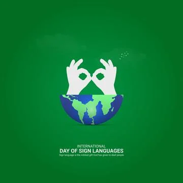 Creative Sign Languages Day ads design. International Day of Sign Languages.. Illustrazione stock