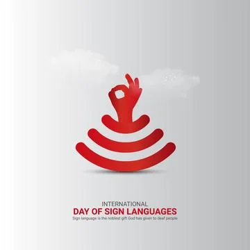 Creative Sign Languages Day ads design. International Day of Sign Languages.. Stock Illustration