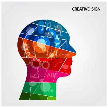 Creative silhouette head background design Stock Illustration