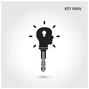 Creative silhouette head idea concept with key symbol Stock Illustration