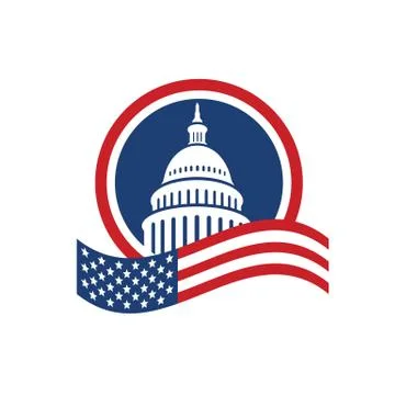 Creative simple american capitol building vector logo design Ilustración de archivo