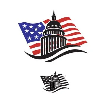 Creative simple american capitol building vector logo design Stock Illustration