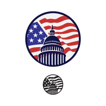 Creative simple american capitol building vector logo design Ilustración de archivo
