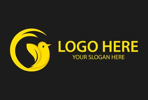 Creative Simple Gold and Black Cute Bird Circle Logo Design	 Stock Illustration