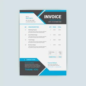 Creative simple invoice template Stock Illustration