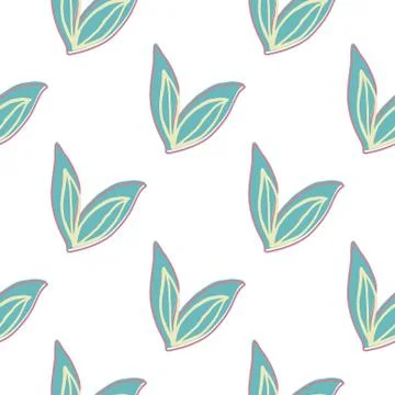 Creative simple leaves seamless pattern on white background. Abstract leaf en Illustrazione stock