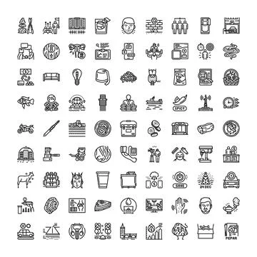 Creative simple line art vector icon collection Illustrazione stock