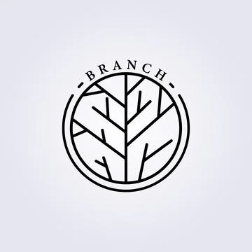 Creative simple line tree badge emblem logo template vector illustration desi Stock Illustration