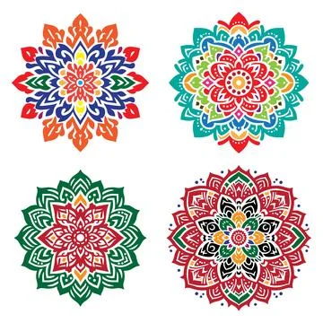 Creative simple mandala design vector style silhouette with white background 스톡 일러스트