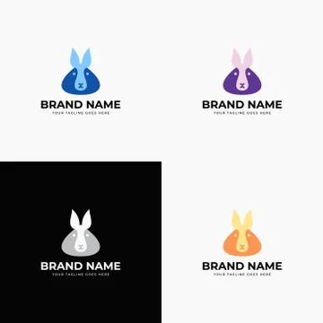 Creative, simple, minimalistic rabbit logo design template. Cute cartoon bunn Stock Illustration
