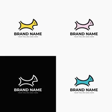 Creative, simple, minimalistic rabbit logo design template. Cute cartoon bunn Stock Illustration