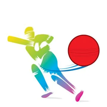 Creative sketch cricket player hit ball design vector Stock Illustration