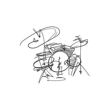 Creative sketch of a drummer in action during a live music performance in a.. Stock Illustration