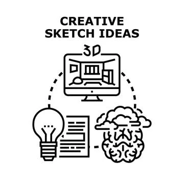 Creative sketch ideas for 3d design and innovation イラスト素材