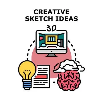 Creative sketch ideas for 3d design and innovation イラスト素材