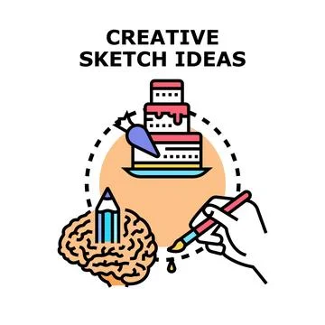 Creative sketch ideas process for developing art 库存插图