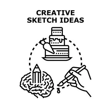 Creative sketch ideas process for developing art Illustrazione stock