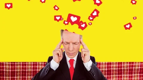 Creative sketch motion art collage video of puzzled man blogger hold head Stock Footage 301633460