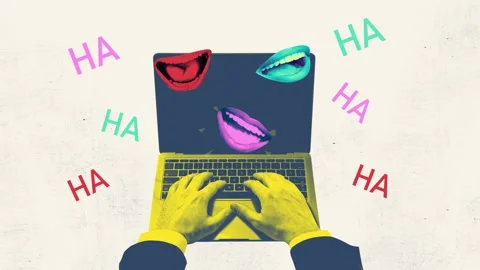 Creative sketch motion art collage of hands type laptop keypad Stock Footage 302983316