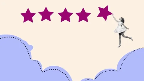 Creative sketch motion art collage of happy businesswoman jump cloud star Stock Footage 309511137