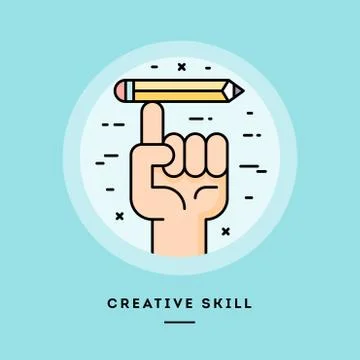 Creative skill, flat design thin line banner. Vector illustration. Illustrazione stock
