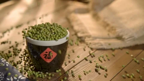 Creative slow-motion shot of mung bean Video stock 247315452