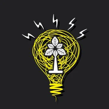 Creative small plant in sketch bulb vector Stock Illustration