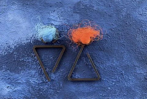 Creative Social Connection Concept With Two Abstract Wire Body Characters Stock Photos