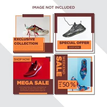 Creative Social Media Post Template Set Vector Illustration Stock Illustration