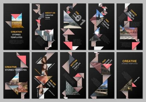 Creative social networks stories design, vertical banner or flyer templates with Stock Illustration
