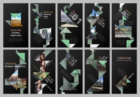 Creative social networks stories design, vertical banner or flyer templates with Illustrazione stock