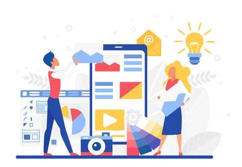 Creative software website development team Ilustração Stock