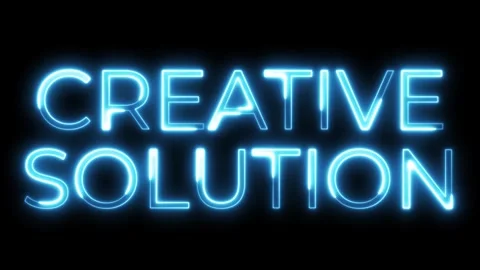 Creative Solution Blue Neon Text Animation Loop Vidéo 329518327