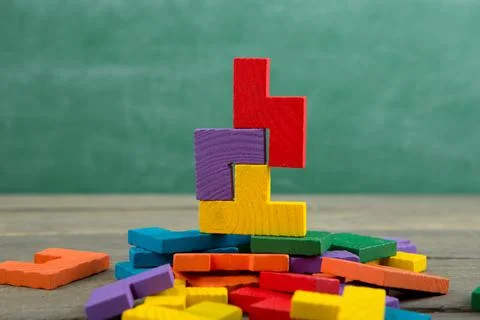 Creative solution for idea - business concept, jigsaw puzzle on the blackboar Foto stock