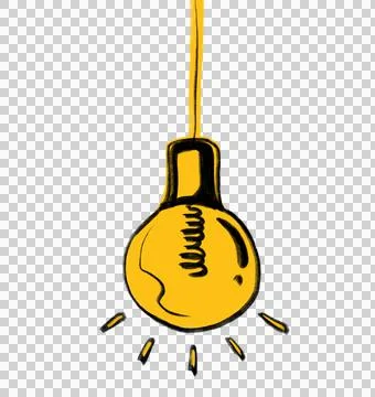 Creative solution light bulb hand draw doodle illustration icon Stock Illustration