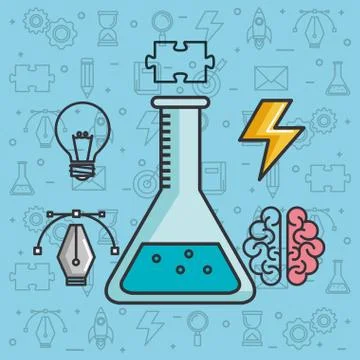 Creative solution science brain knowledge Stock Illustration
