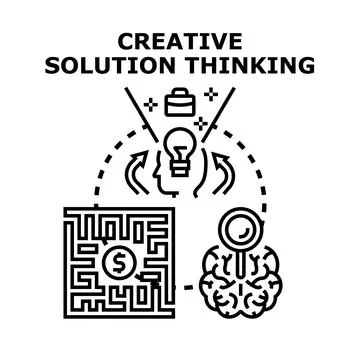 Creative solution thinking process finding business idea concept 스톡 일러스트
