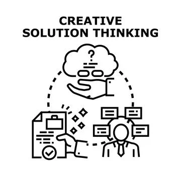 Creative solution thinking process finding business ideas Stock Illustration