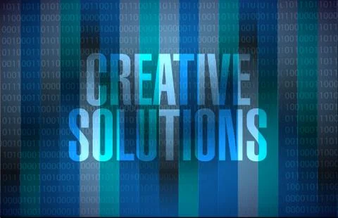 Creative solutions binary background sign concept 스톡 일러스트