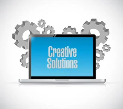 Creative solutions computer sign concept 스톡 일러스트