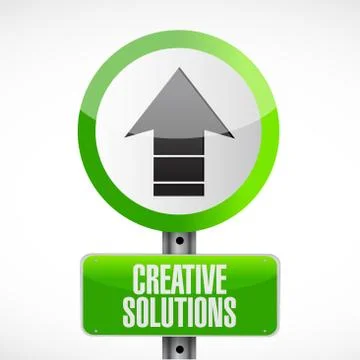 Creative solutions road sign concept 스톡 일러스트