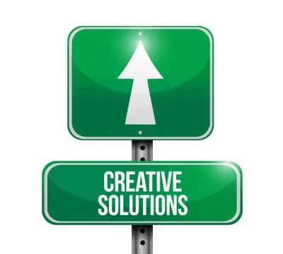 Creative solutions road sign concept 스톡 일러스트