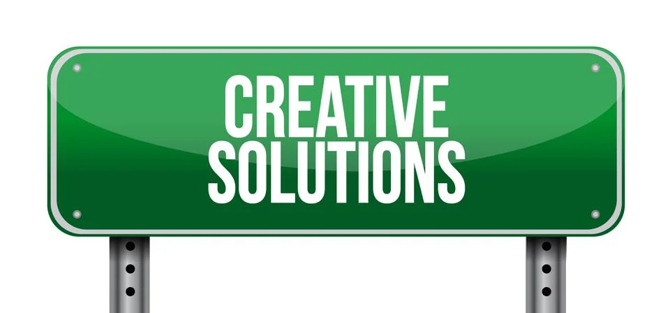 Creative solutions road sign concept Illustrazione stock